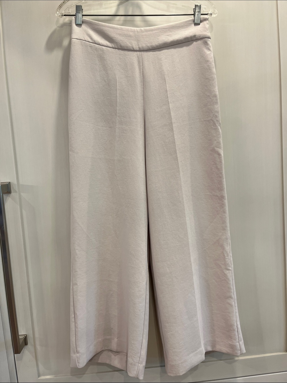 Wilfred High-Waist Wide-Leg Crepe Finish Trousers in Light Taupe